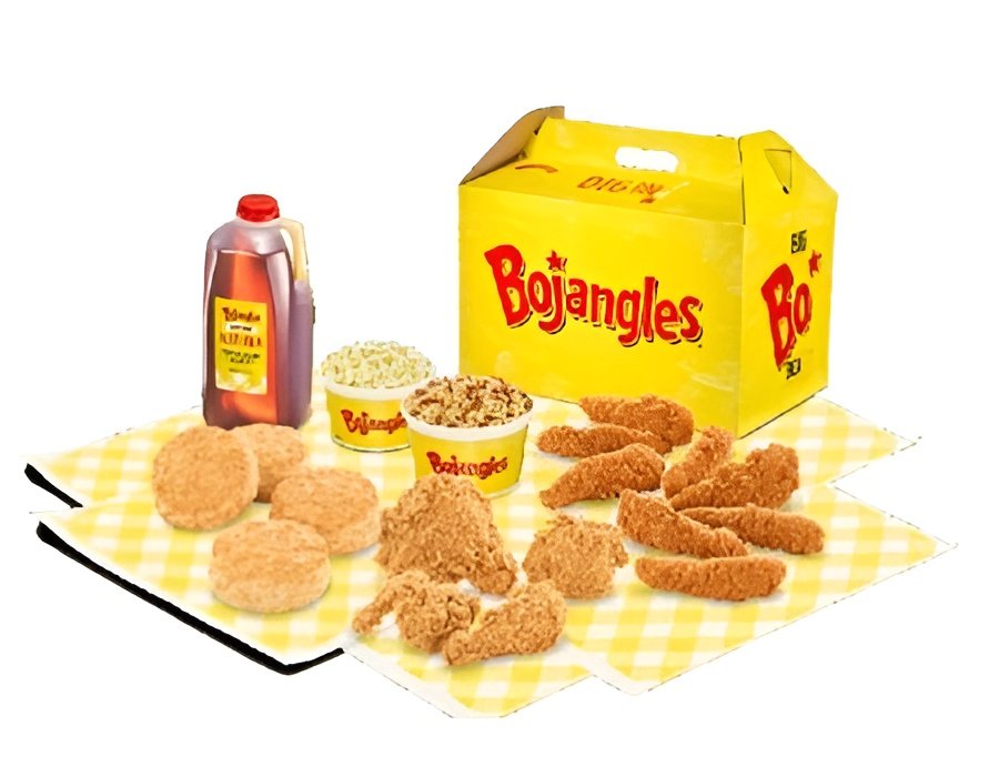 A 12-piece chicken meal in a red box from Bojangles
