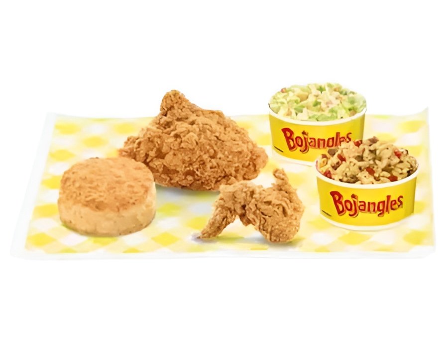 Bojangles 2pc Breast and Wing combo meal with crispy fried chicken
