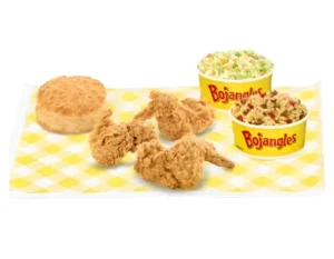 Bojangles 3 Wings Dinner with biscuit and side items