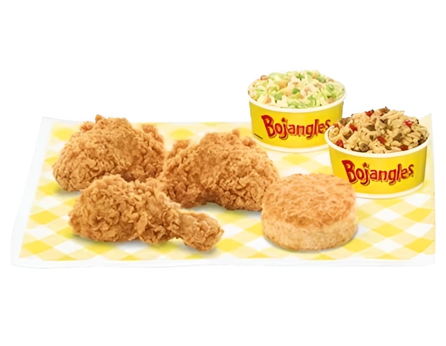 Bojangles 3 piece chicken leg and thigh box with 2 thighs and 3 legs
