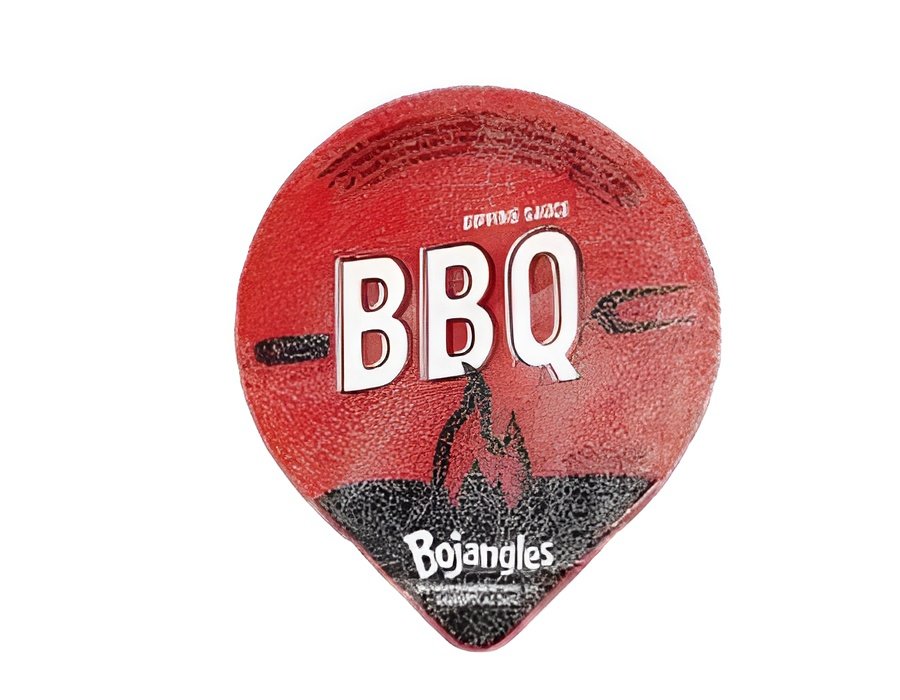 Close-up of Bojangles branded BBQ sauce bottle and label