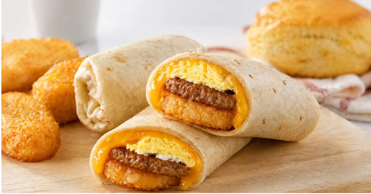 Bojangles Bo-Rito breakfast wrap with Texas Pete hot sauce on the side