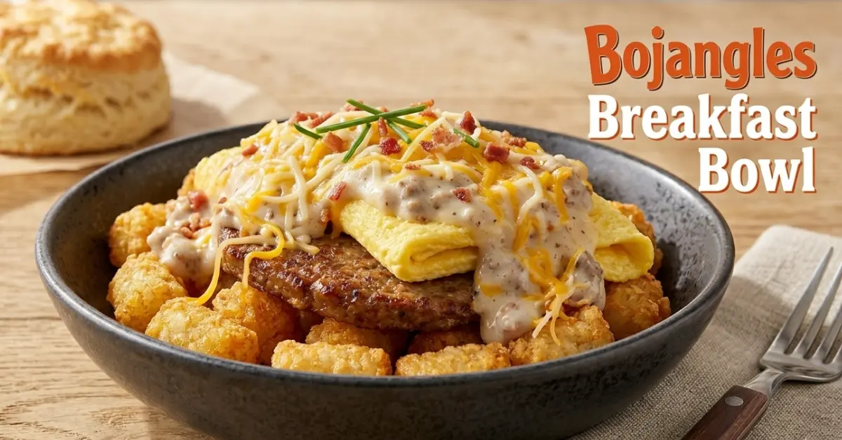 Bojangles Breakfast Bowl - sausage, Bo-Rounds, eggs, gravy, and Monterey Jack cheese