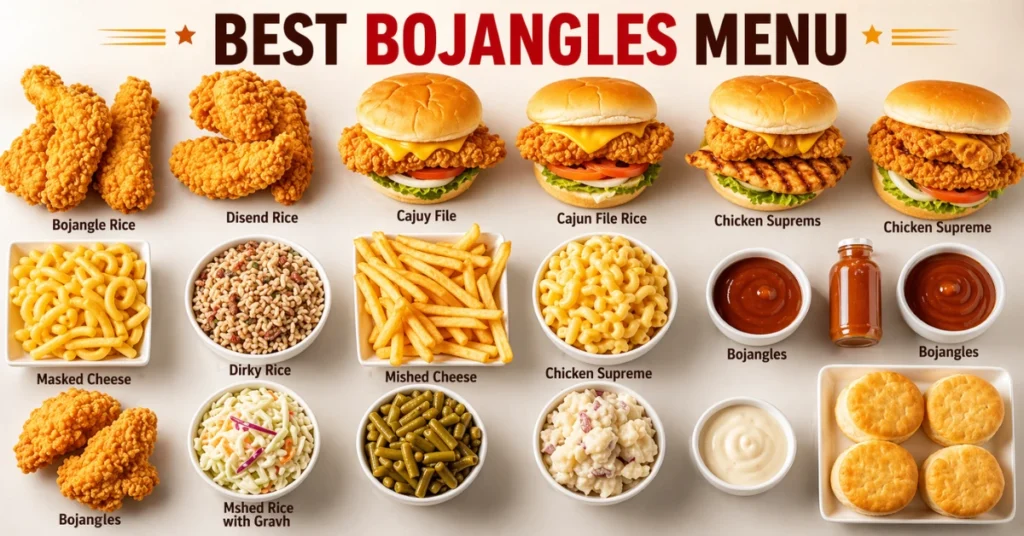 Complete Bojangles lunch menu with chicken, sides, biscuits and combo meals

