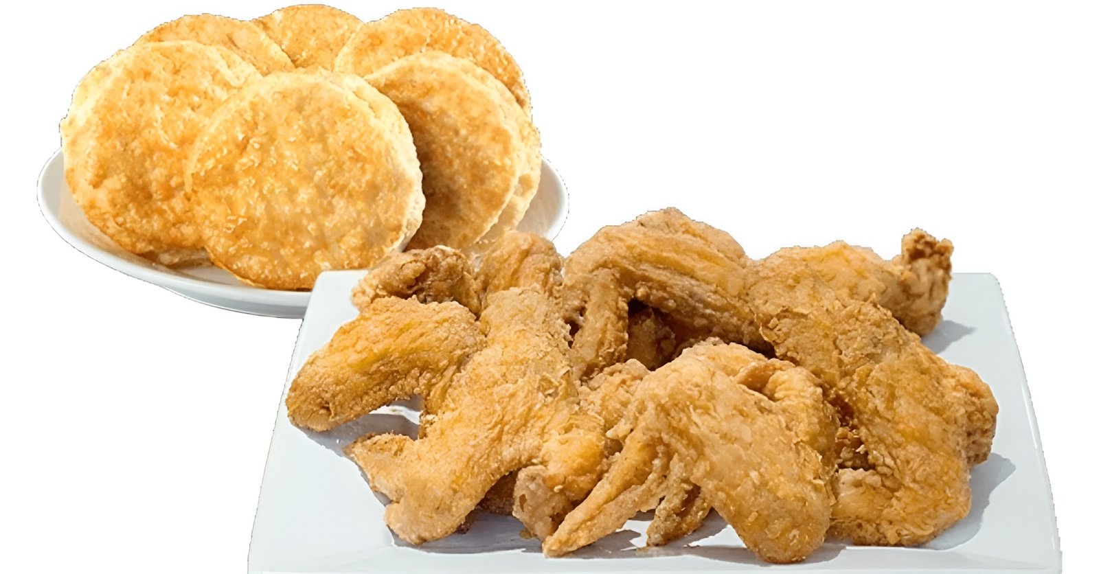 Bojangles wings menu - hand-breaded wings plated with biscuit and sides