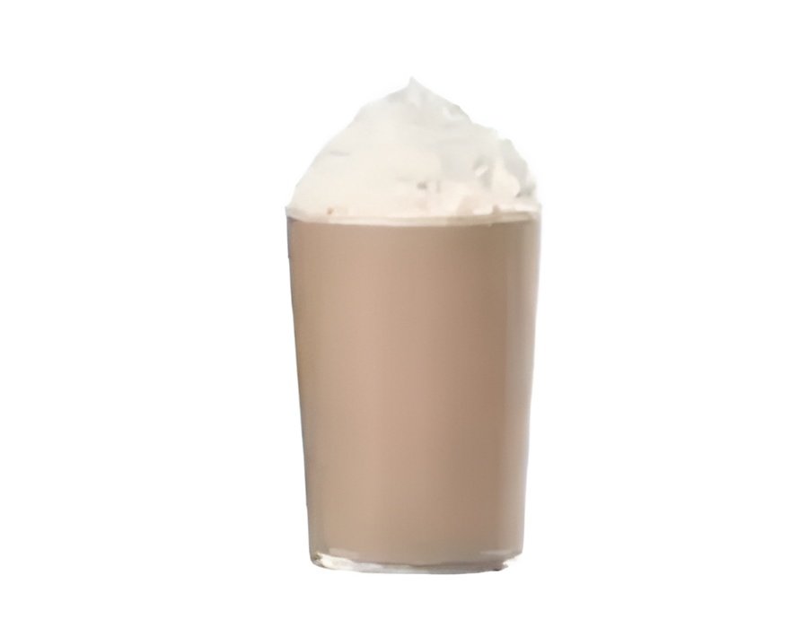 Bojangles Chocolate Milkshake in a clear cup with whipped cream