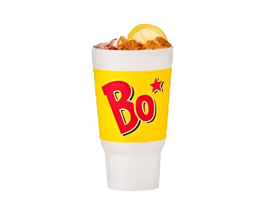 Bojangles Legendary Iced Tea Sweet served in a clear cup with a straw