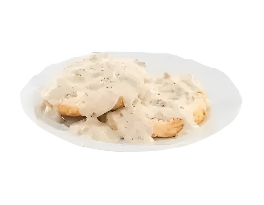 Bojangles Southern Gravy Biscuit on a white plate
