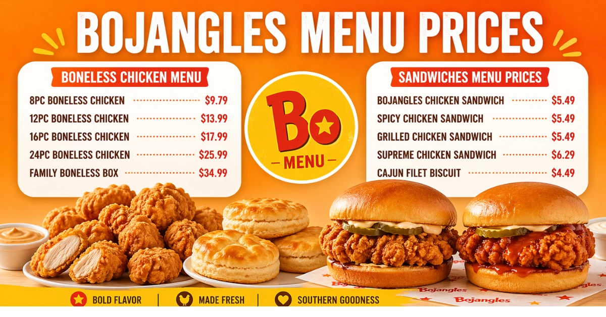 Bojangles family chicken meal - fried chicken, biscuits, and sides on a tray
