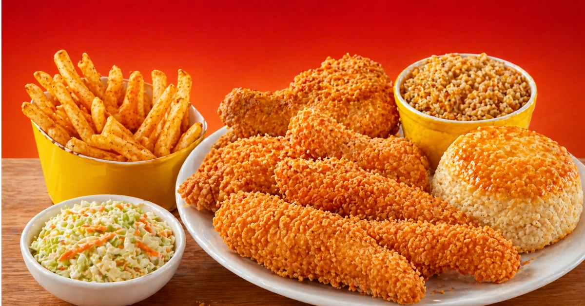 Bojangles dinner meal - fried chicken with biscuits and sides