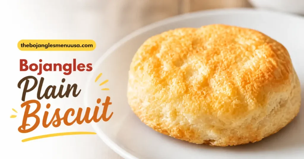 A golden-brown Bojangles Plain Biscuit on a white plate