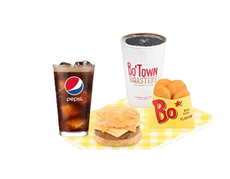 bojangles sausage egg and cheese biscuit combo with soda and coffee