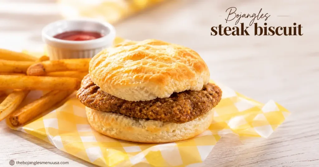 Bojangles Steak Biscuit - country-fried steak patty on a buttermilk biscuit