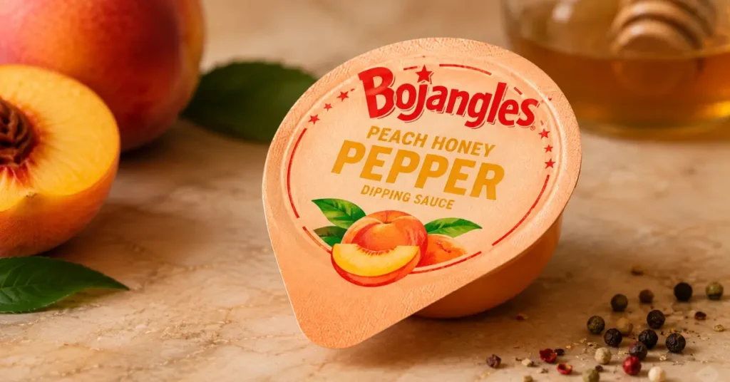 Bojangles Peach Honey Pepper Sauce with fresh peaches, honey, and pepper